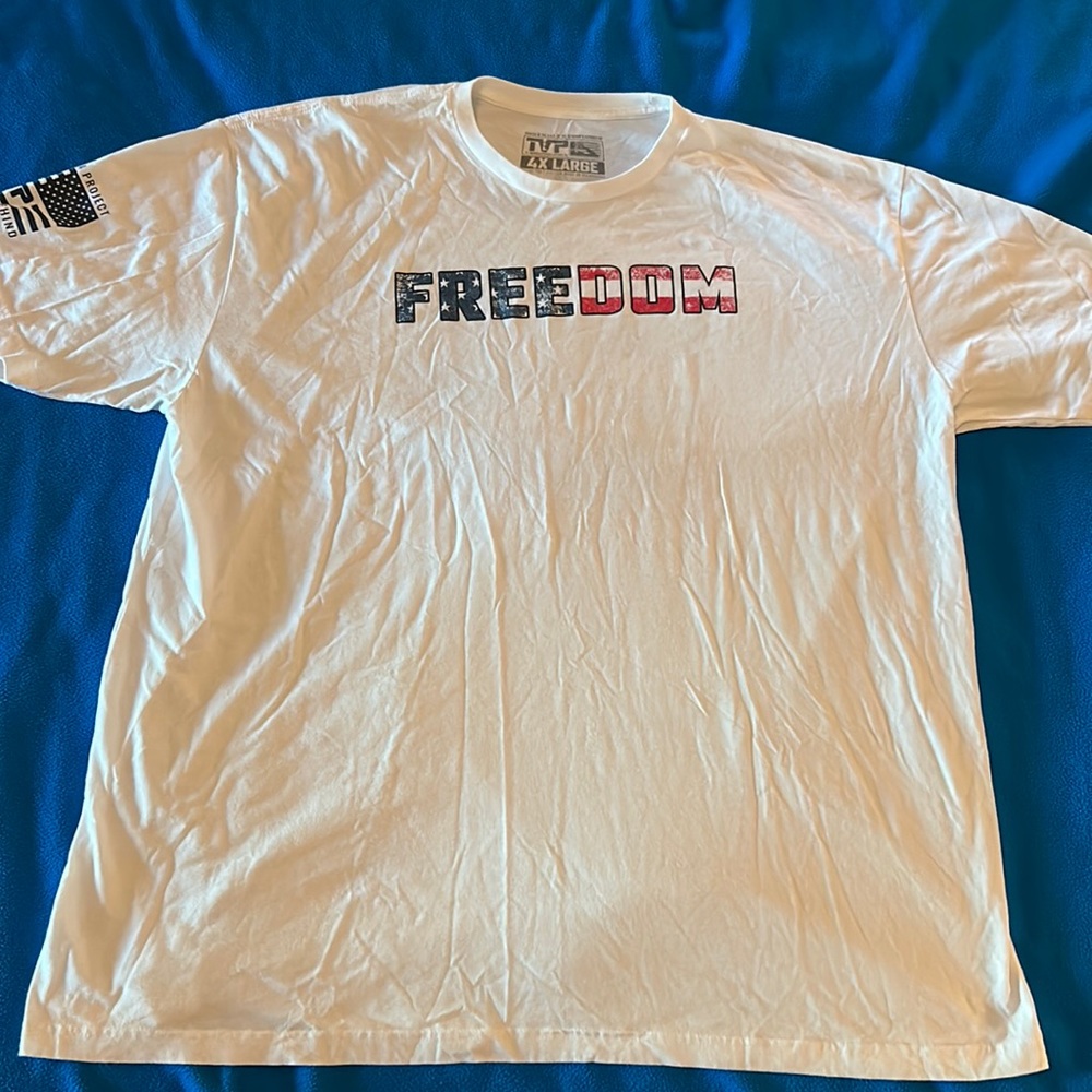 Til Valhalla Project Apparel Company (TVP), 4XL, White, Patriotic, T-Shirt.